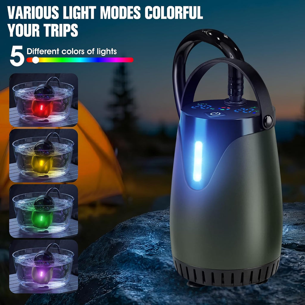 FizZeal Portable Camping Shower with LED Display & 5 Speed, 8000mAh Battery