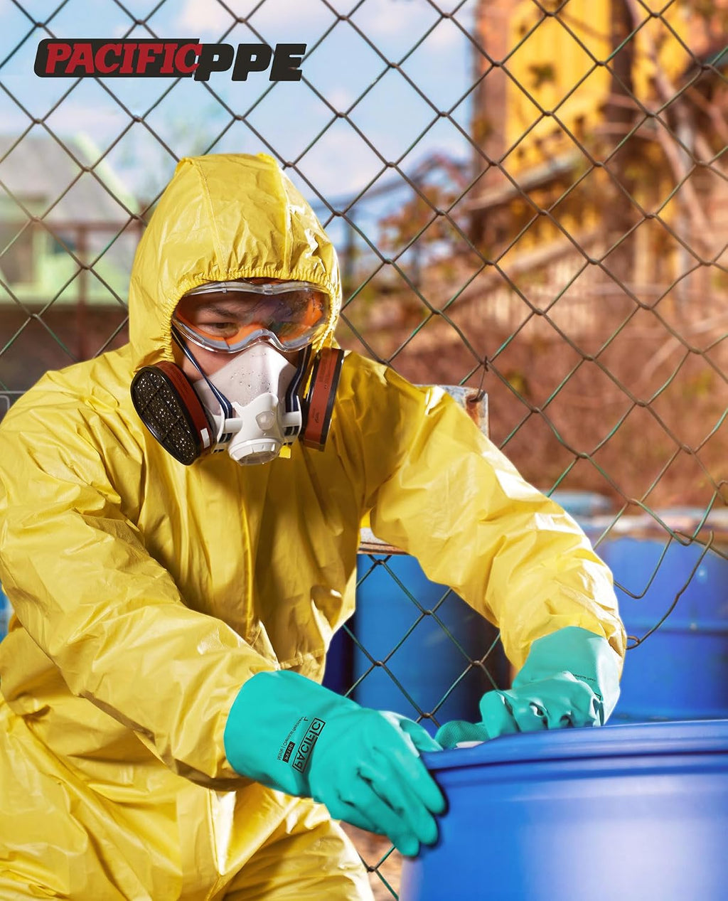 PACIFIC PPE 15 Mil Nitrile Chemical Resistant Gloves, Latex-Free, 2 Pairs