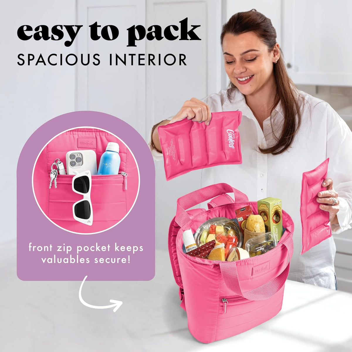 Fit & Fresh Mari Insulated Soft Backpack Cooler Tote, 12-Can Capacity