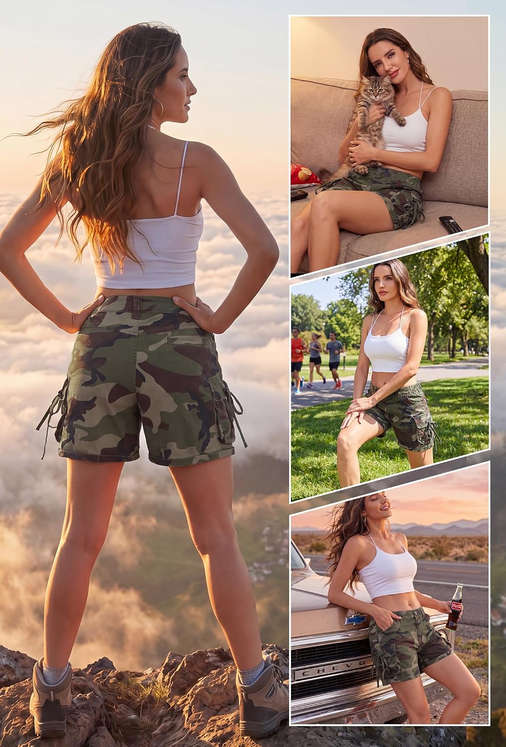 Women's Cargo Hiking Shorts, Lightweight with Pockets
