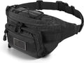 SOWHUP Tactical Fanny Pack,Military Waist Bag Pack with U.S Patch Utility Hip Belt Bumbag for Outdoor Fishing Hiking (Black(4 Zipper Pockets))