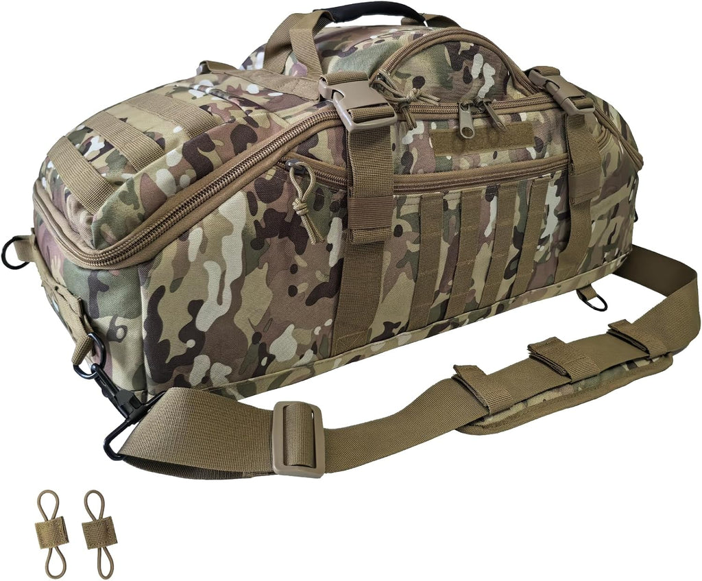 Hannibal Tactical 65L Large Duffle Bag, 3-in-1 Tactical Backpack MOLLE Pack for Sports, Gym, Outdoor, Coyote