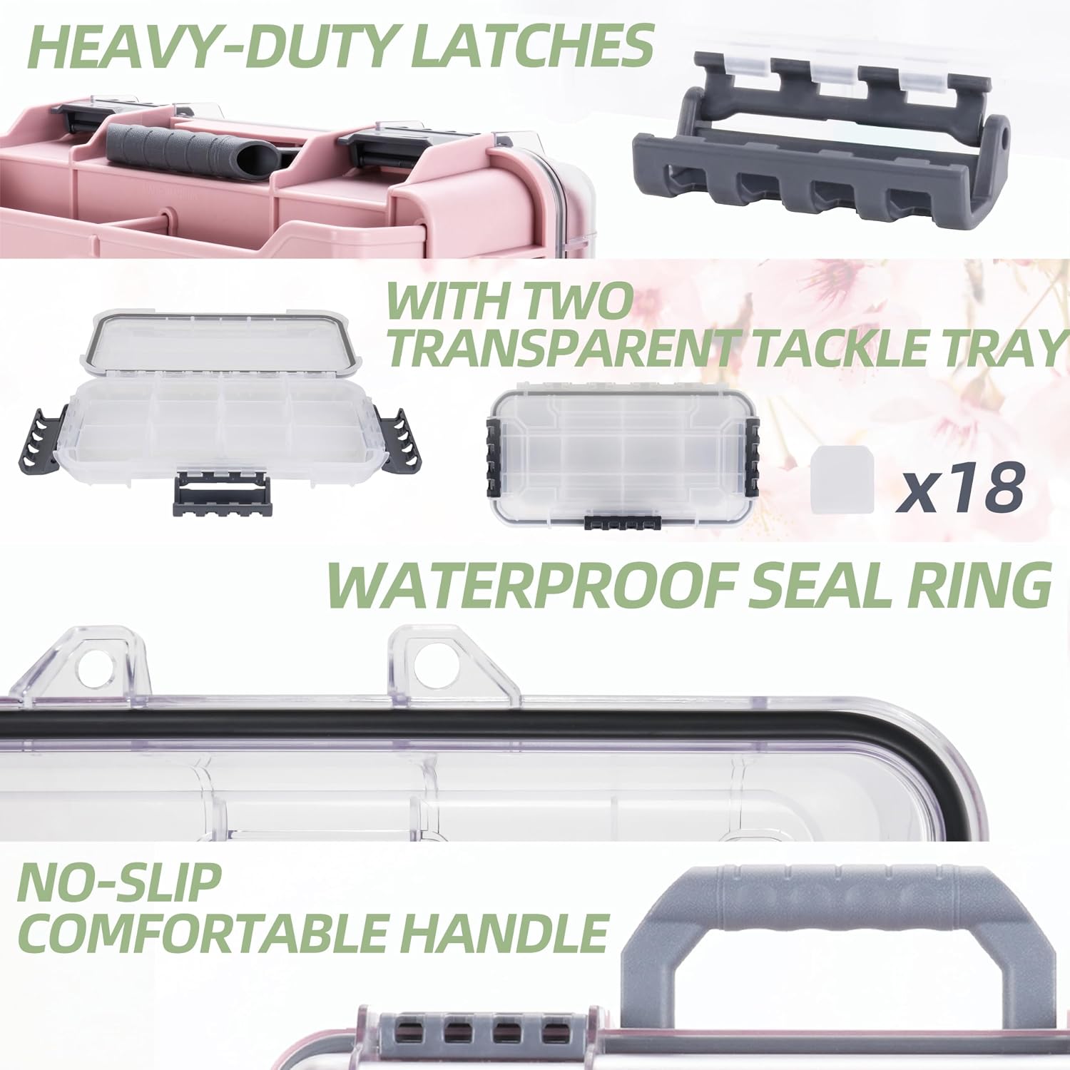 RUNCL Universal Fishing Tackle Box with Two Small Tackle Tray, Removal Inside Design Waterproof Trunk Storage Box, Thicker Floating Airtight Stowaway, Xmas Surprise Fishing Gifts for Men Women