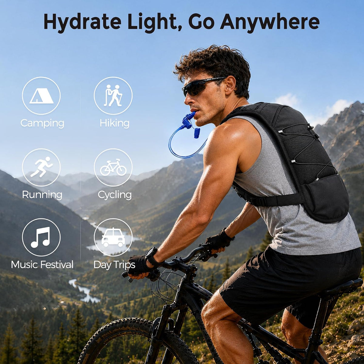 Running Vest Water Backpack with 2L Leak-Proof Bladder for Men & Women