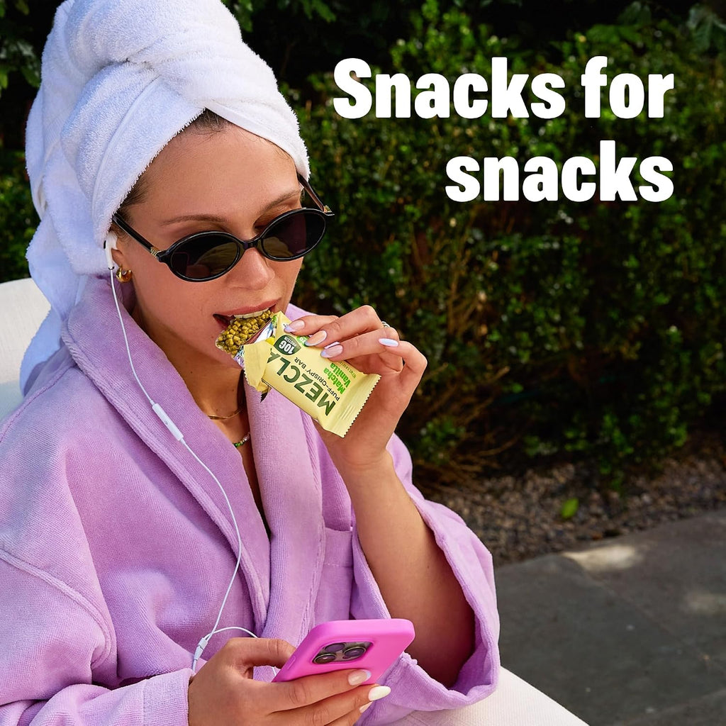 Mezcla Matcha Vanilla Puff Crispy Vegan Bars, 10g Protein, 12 Bars