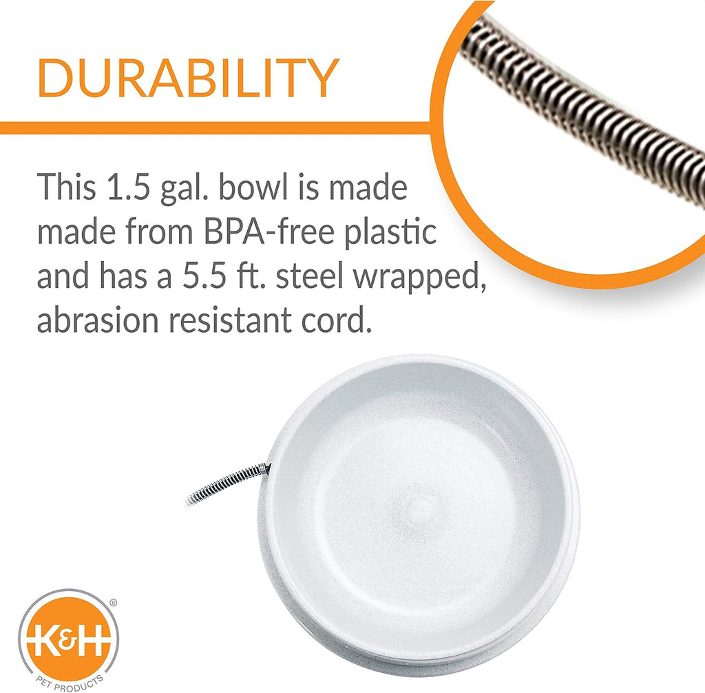 K&H Heated Water Bowl, Thermal-Bowl for Cats & Dogs, Safety Listed, 25W