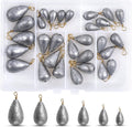 Fishing Weights Sinker Kit-30pcs Assorted Bass Casting Sinker Weights Bell Sinkers Drop Shot Weights with Brass Swivels for Saltwater Freshwater Fishing