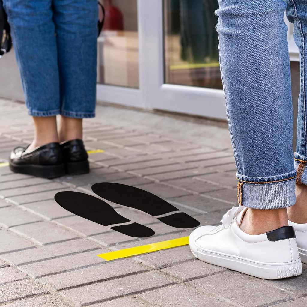 20 Pairs Black Footprint Stickers 3×7 in Classroom Floor Line Up