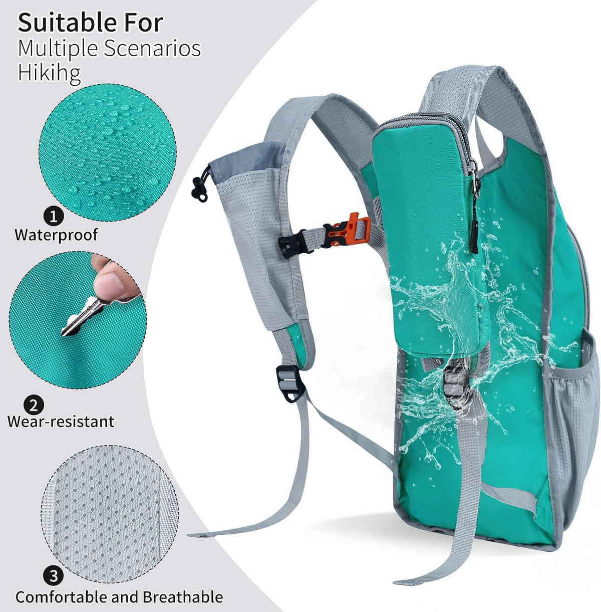 Small Hiking Backpack Packable Lightweight for Women Men