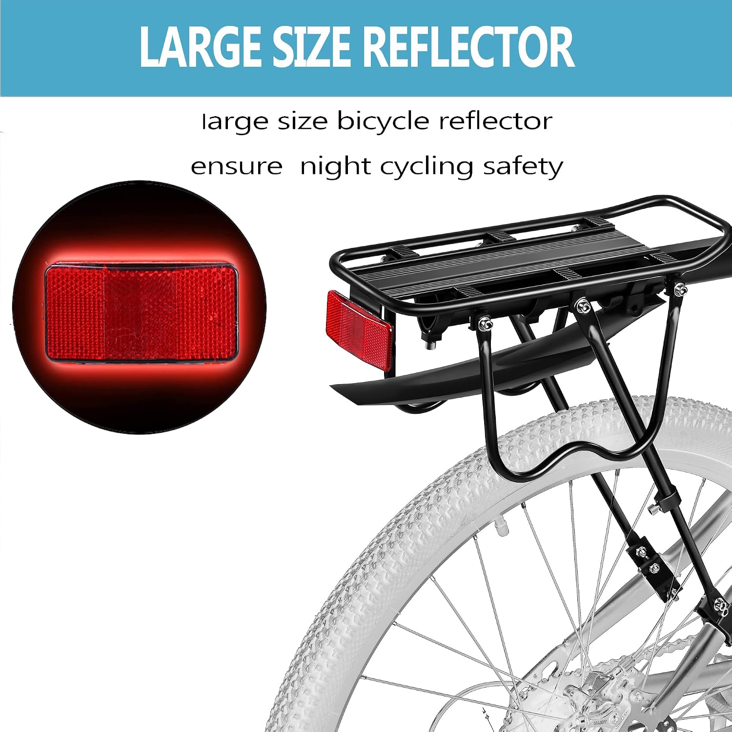 Rear Bike Rack,Bike Cargo Rack w/Fender & Large Size Reflective,Quick Release Mountain Road Bicycle Rear Racks,Universal Bike Luggage Rack,Large Capacity Bike Pannier Rack,YONTUO
