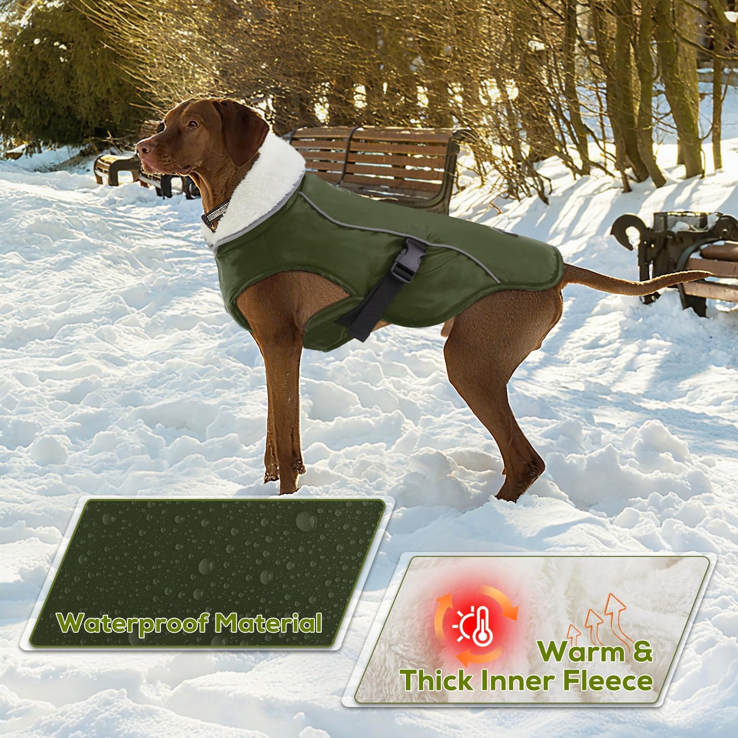EMUST Dog Winter Coat, Waterproof Fleece Dog Jacket Winter for Small Dogs