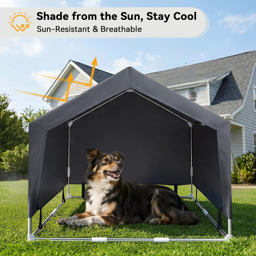 Outdoor Dog House Tent, Stainless Steel Frame Dog Shade Shelter, Large Dogs