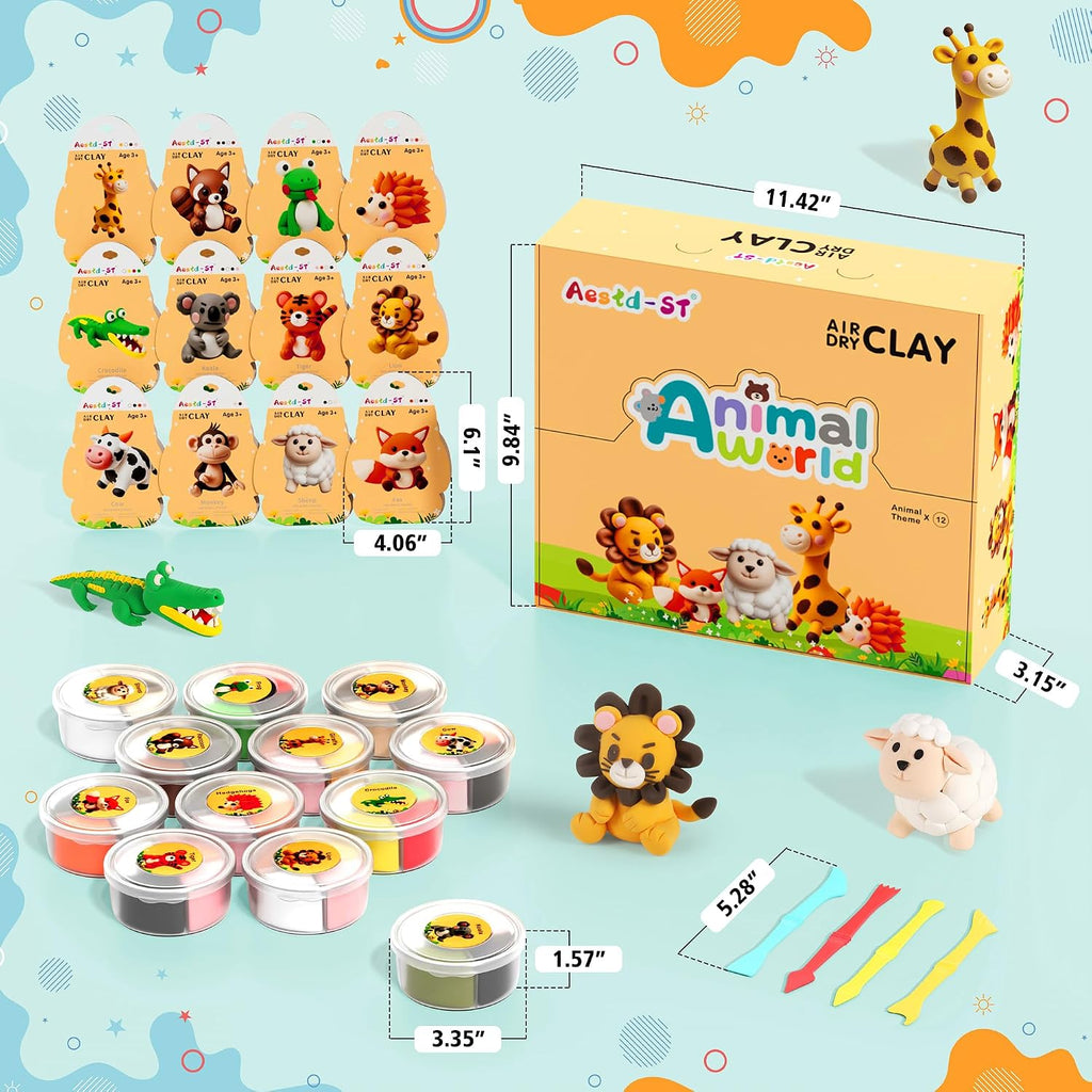 Aestd-ST Air Dry Clay Kit - Animal Theme, Modeling Clay for Kids