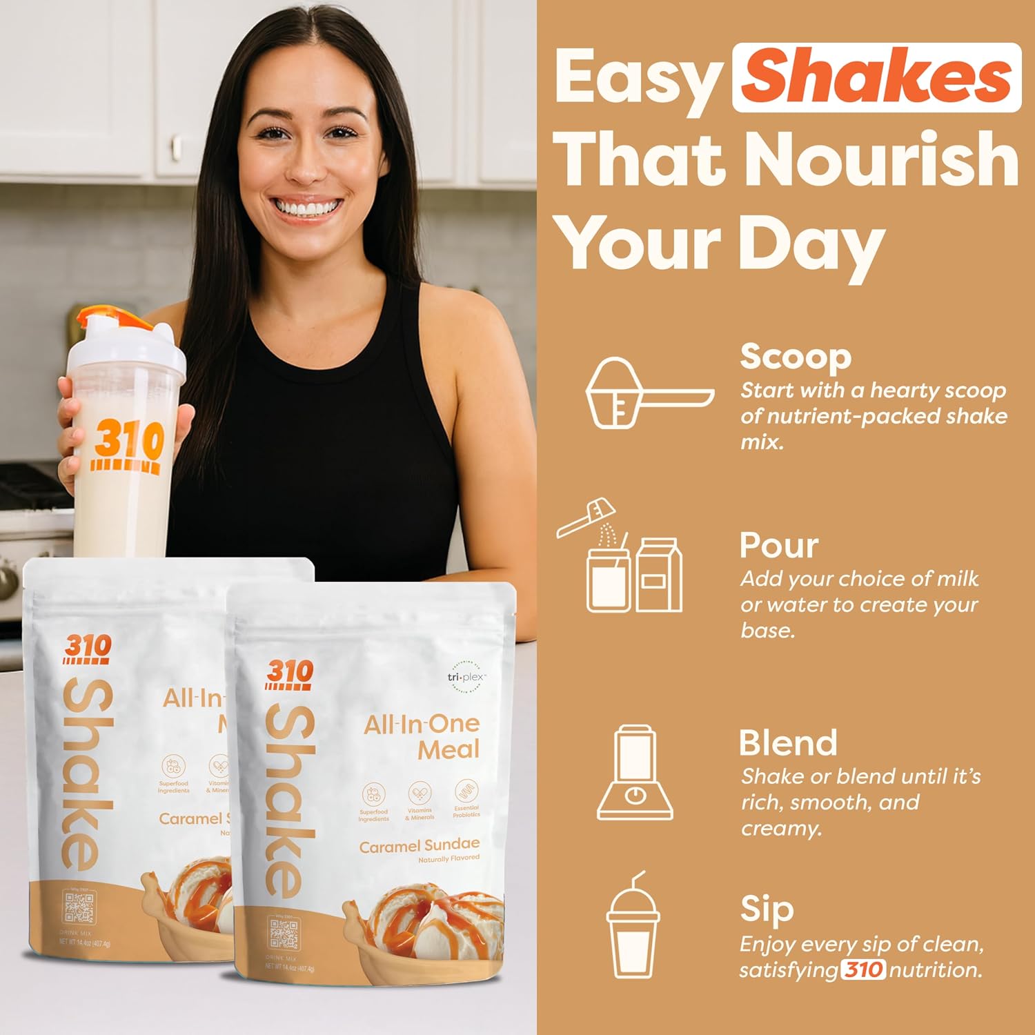 310 Nutrition All-In-One Meal Replacement Shake Powder - Caramel Sundae