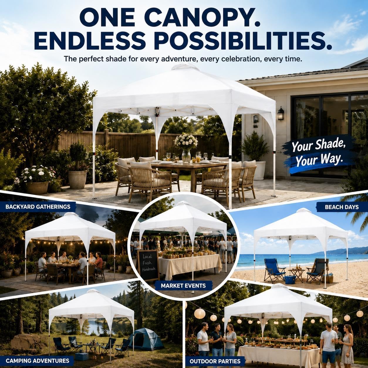 Yaheetech 10x10 Pop Up Canopy Tent for Outdoor Events, White