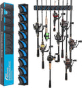 PLUSINNO V9 Vertical Fishing Rod Holder, Wall Mounted Fishing Rod Rack, Fishing Pole Holder Holds Up to 9 Rods or Combos, Fishing Rod Holders for Garage,Fishing Gear and fishing Gifts for Men