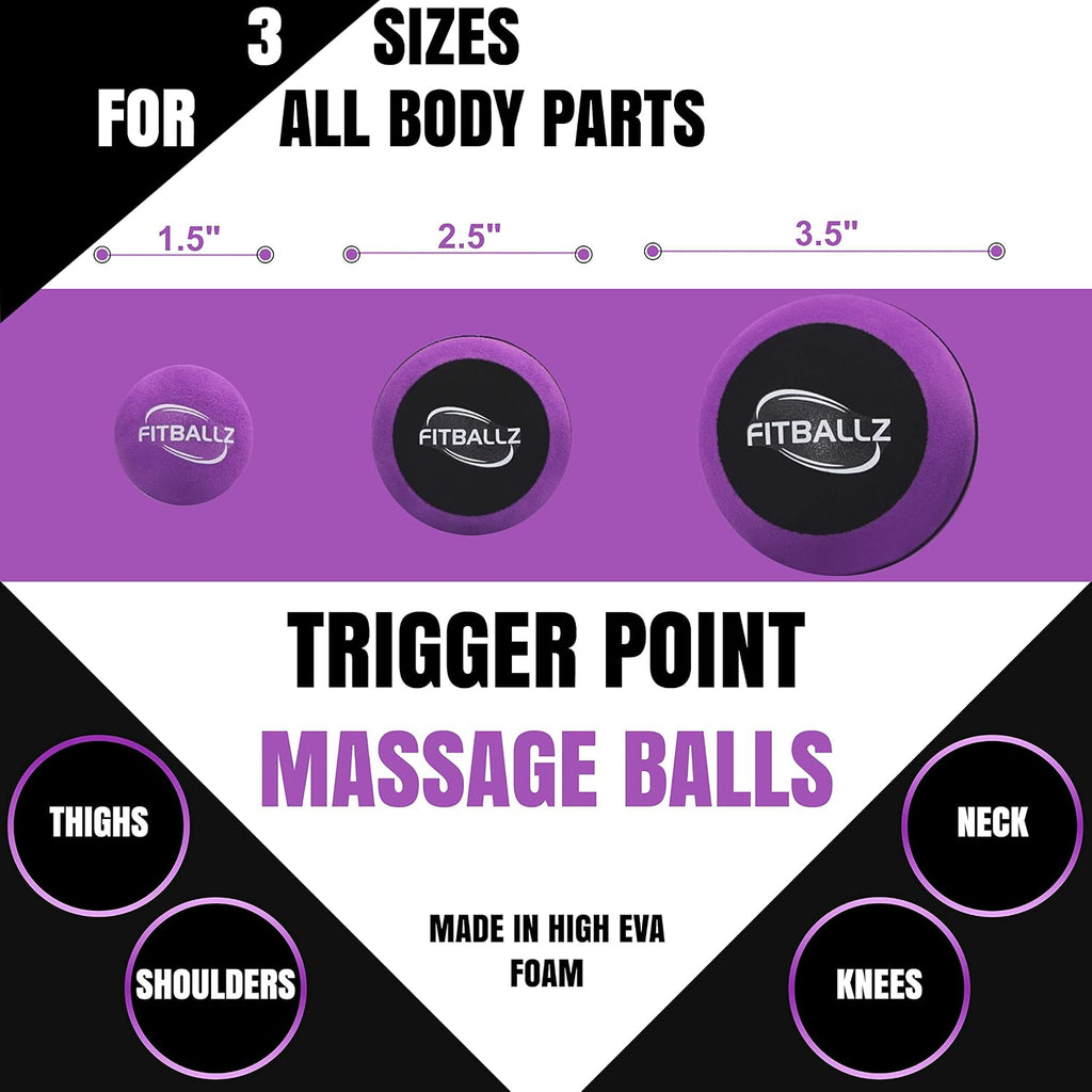 Myofascial Trigger Point Release & Deep Tissue Therapy Kit 6 Pack – Foam, Spiky & Peanut Balls in 3 Sizes