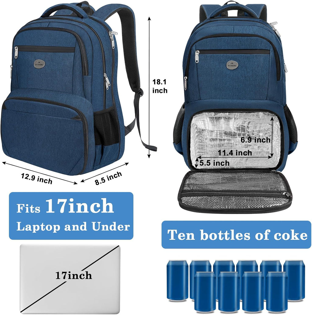 MATEIN Blue Insulated Backpack Cooler, 17 Inch Picnic Backpack for Mens