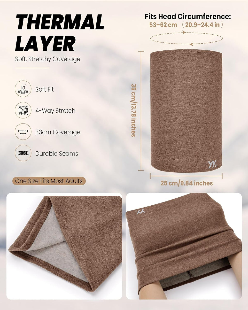 YANIKY Winter Neck Warmer, Wool Neck Gaiter Fleece Scarf, Windproof Face Cover Mask for Men Women