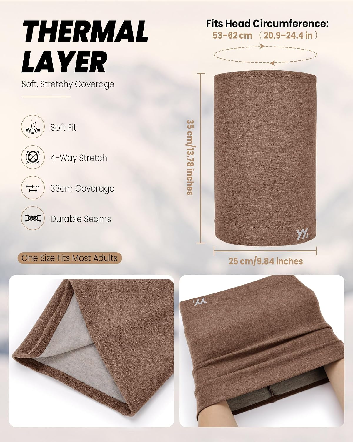 YANIKY Winter Neck Warmer, Wool Neck Gaiter Fleece Scarf, Windproof Face Cover Mask for Men Women