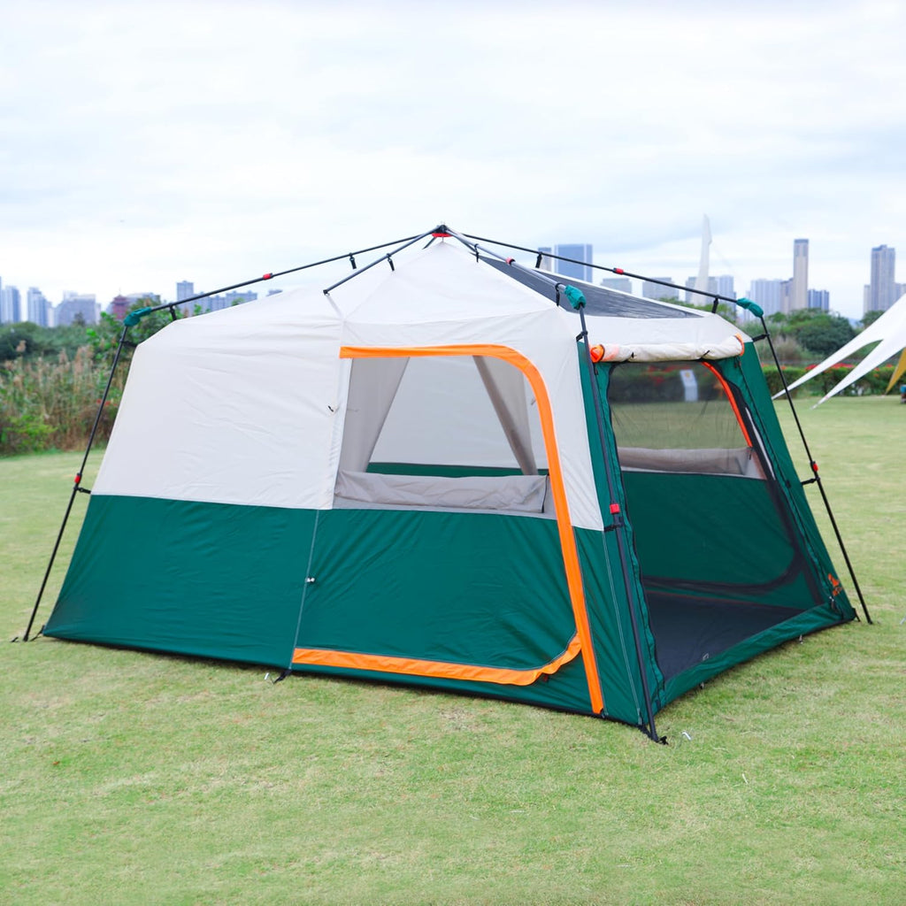 KTT Extra Large Tent 10-12-14 Person(B),Family Cabin Tents,2 Rooms,3 Doors and 3 Windows with Mesh,Straight Wall,Waterproof,Double Layer,Big Tent for Outdoor,Picnic,Camping,Family Gathering