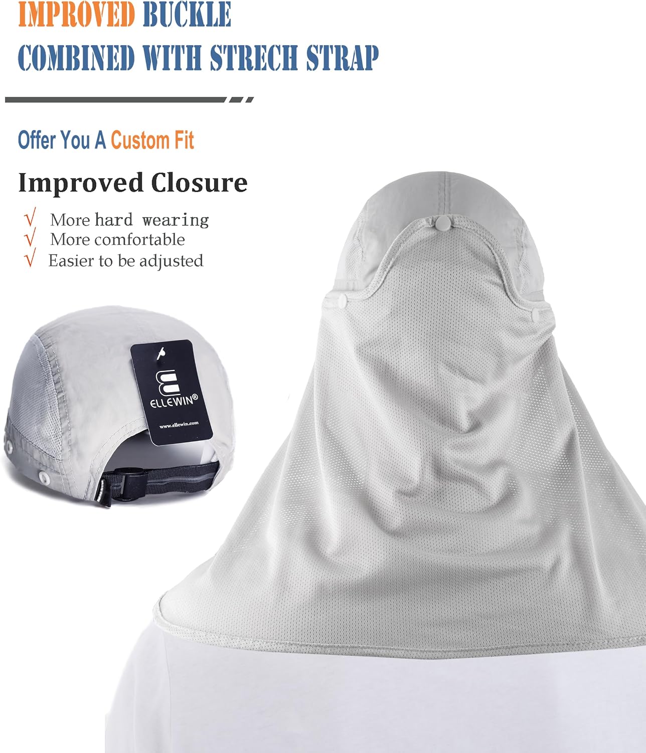 Outdoor Sun Hat for Men Women UPF 50+ Fishing UV Hat with Neck Flap Face Cover for Sun Protection