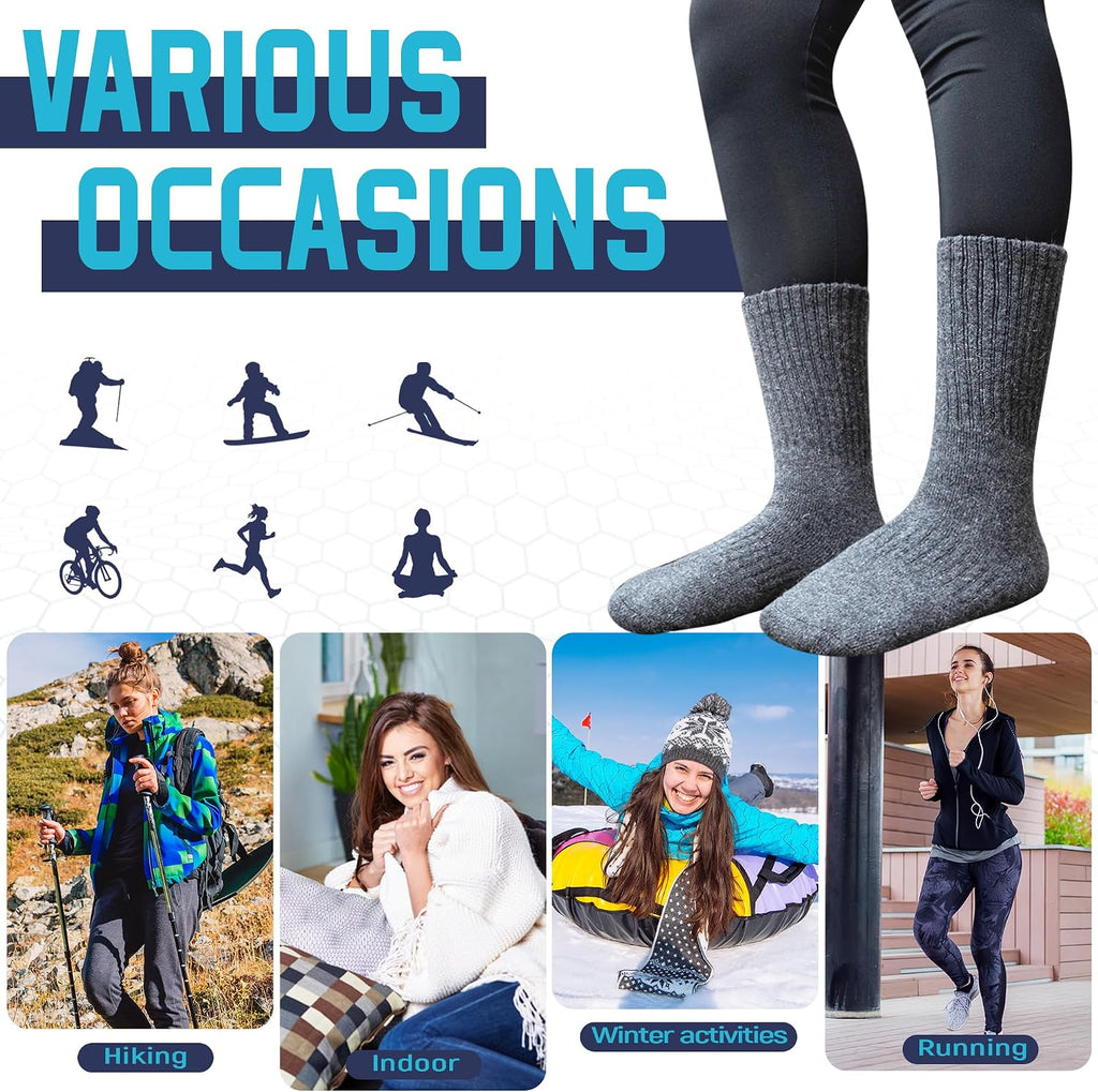 DoSmart Womens Merino Wool Hiking Socks Thermal Warm Walking Boot Winter Crew Cushion Work Socks 5 Pairs