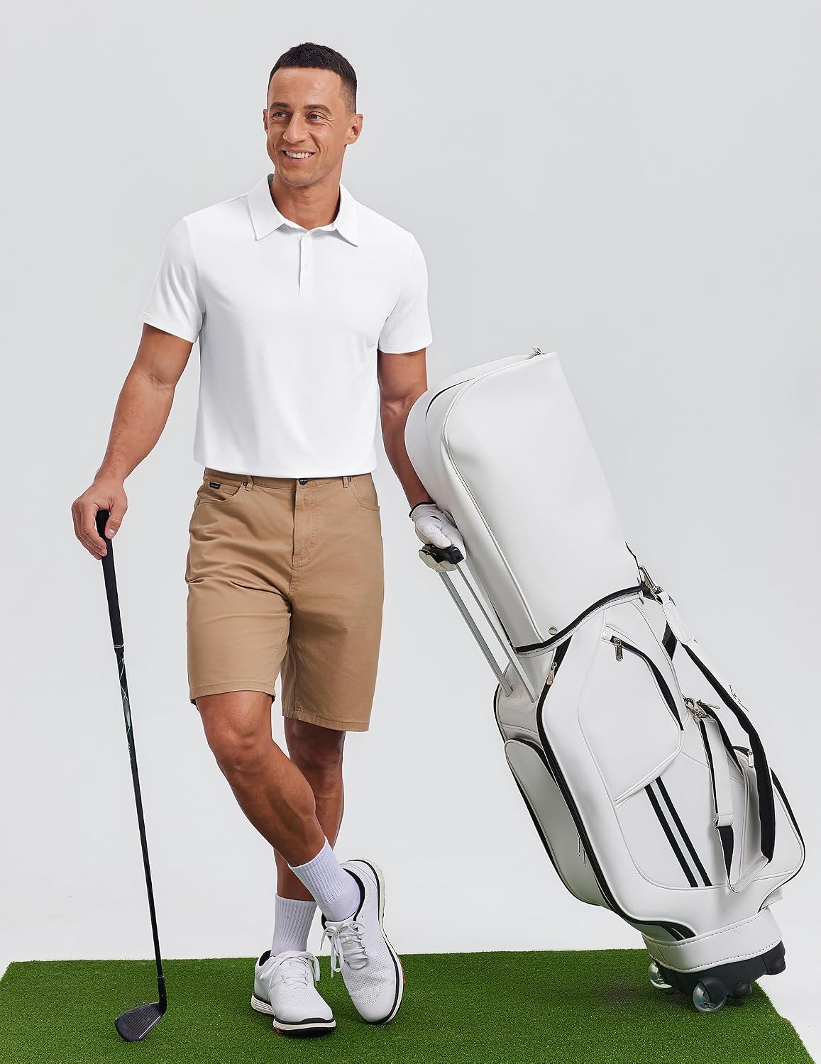 PINSPARK Men's Golf Polo Shirts UPF 50+ Moisture Wicking Collared Shirts