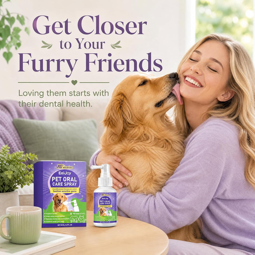 Pet Oral Care Spray, Cat & Dog Breath Freshener Spray, No Brushing