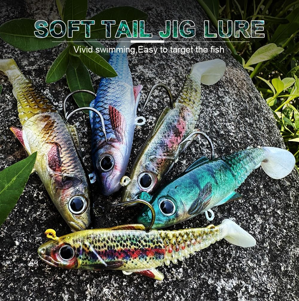 Fishing Soft Plastic Lures - Pre-Rigged Soft Fishing Lures - Great Action Swimbaits with Spinner - Fishing Gear for Bass Trout Walleye, Crappie Fishing Jigs Bait