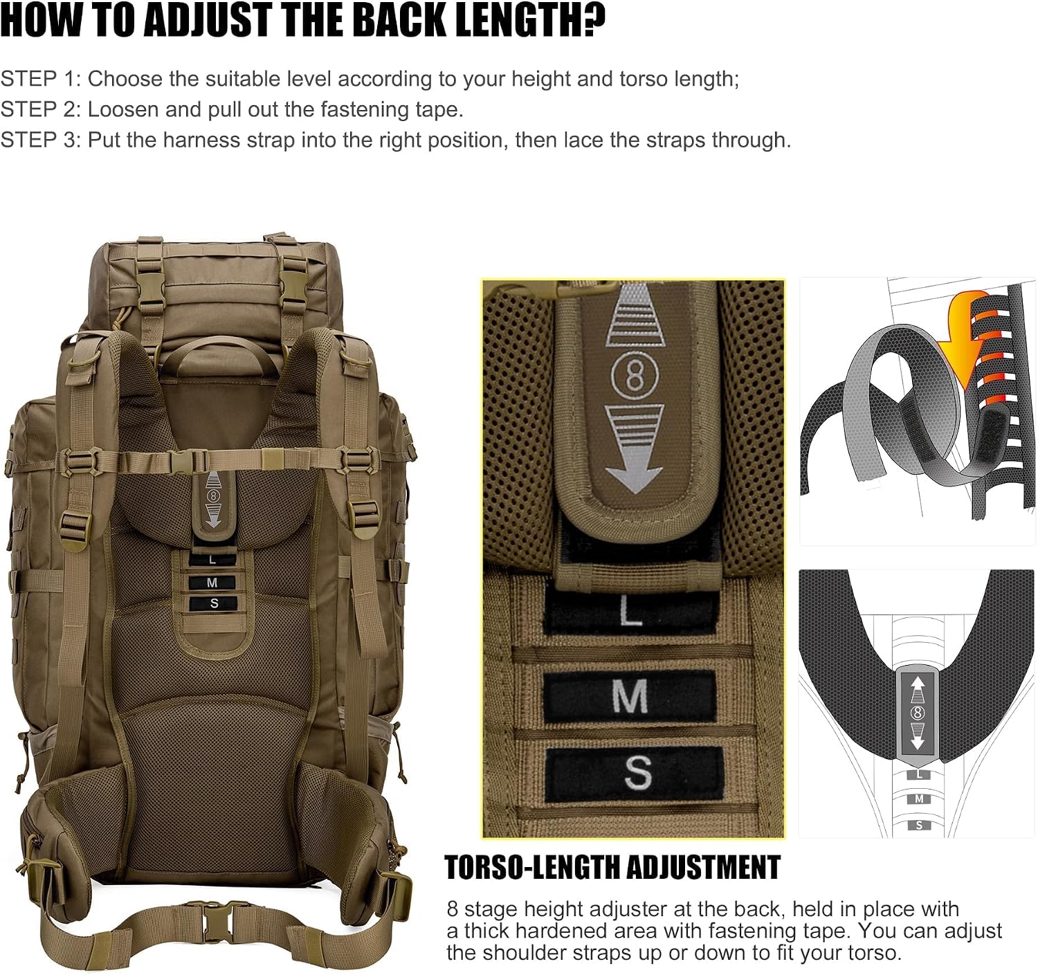 Mardingtop 70L Internal Frame Backpack for Hunting,Camping,Hiking Backpacking Backpack with Rain Cover