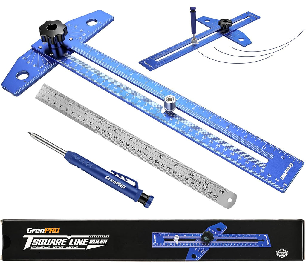 GRENPRO Speed Combination T-Square Woodworking Carpenter Angle Finder Ruler