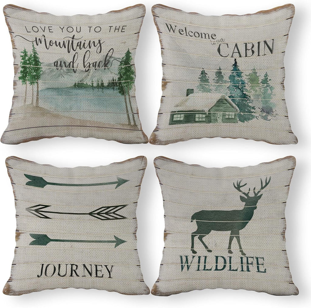Happy Camper Pillow Cushion Cover Set of 6, 18 x 18 Inch - RV, Trailer & Camping Decor