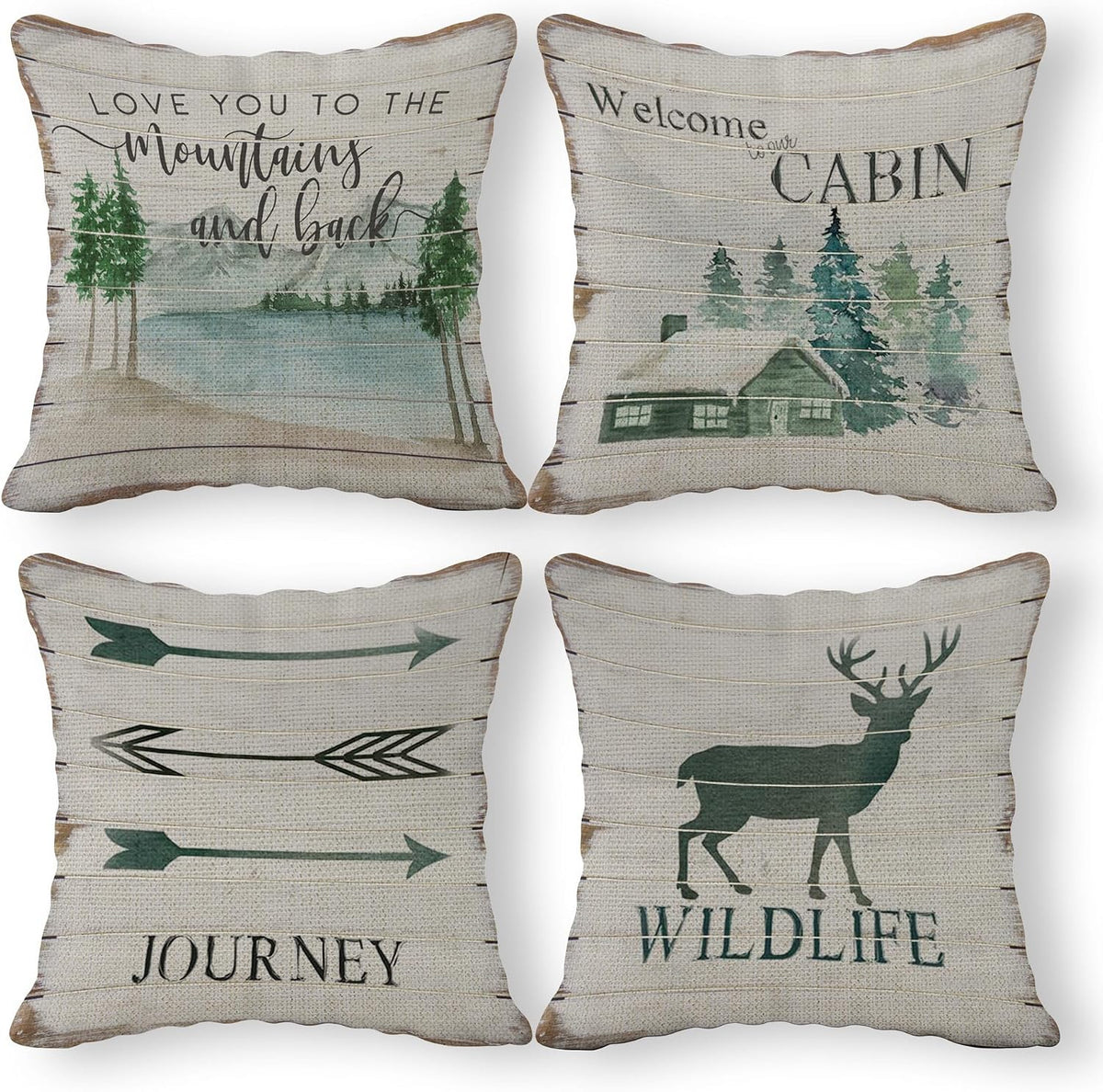 Happy Camper Pillow Cushion Cover Set of 6, 18 x 18 Inch - RV, Trailer & Camping Decor