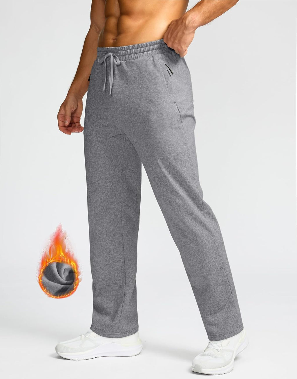 G Gradual Men's Fleece Lined Pants with 3 Zipper Pockets Water Resistant Winter Warm Hiking Pants Athletic Sweatpants for Men