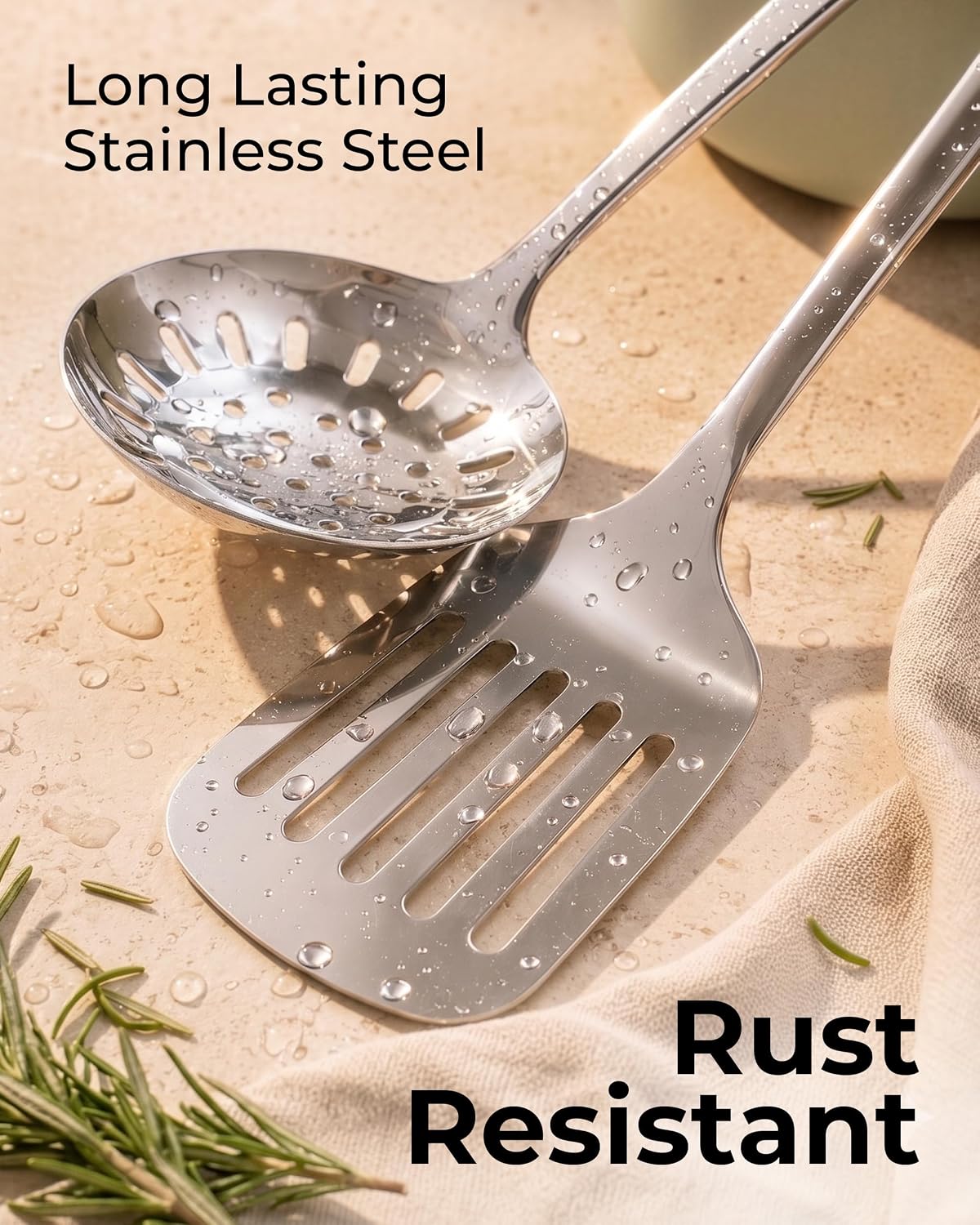 Zulay Kitchen Stainless Steel 5 Piece Cooking Utensil Set