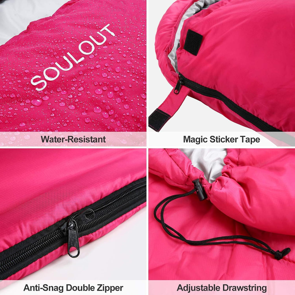 SOULOUT 3-4 Season Sleeping Bag for Adults & Teens - Camping