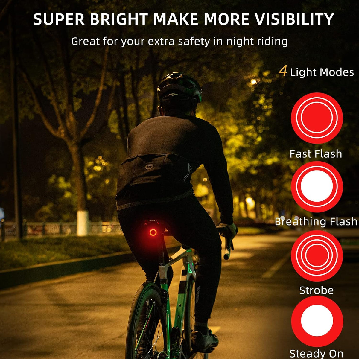 ROCKBROS Bike Tail Light Smart,Brake Bicycle Rear Lights Rechargeable,IPX6