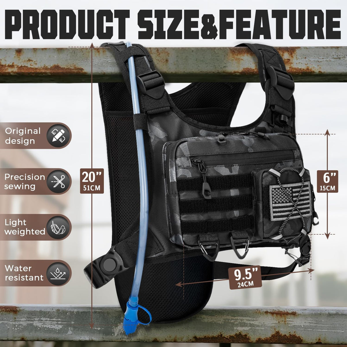 Hydration Vest with 2L Water Bladder for Men and Women,Lightweight Adjustable Hydration Backpack,Hiking Backpack with Water Bladder for Climbing Cycling Hiking
