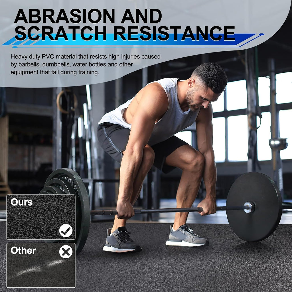 BesWin Large Exercise Mat 8' x 4'(8mm), Extra Thick Workout Mats for Home Gym Flooring, High Density Non-Slip Gym Mats Fitness Mat for Cardio, Weights, Jump Rope, Fitness - Use With or Without Shoes