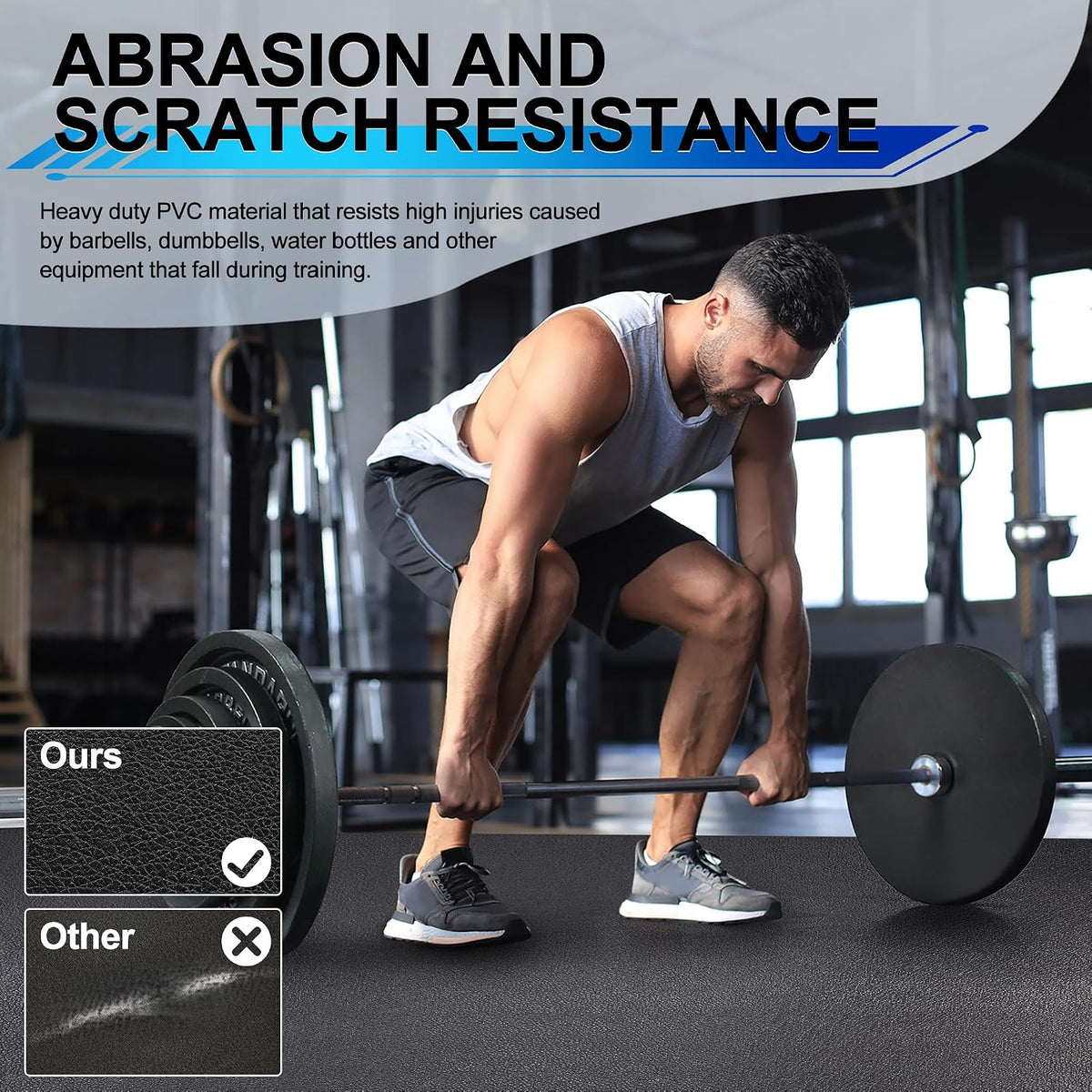 BesWin Large Exercise Mat 8' x 4'(8mm), Extra Thick Workout Mats for Home Gym Flooring, High Density Non-Slip Gym Mats Fitness Mat for Cardio, Weights, Jump Rope, Fitness - Use With or Without Shoes