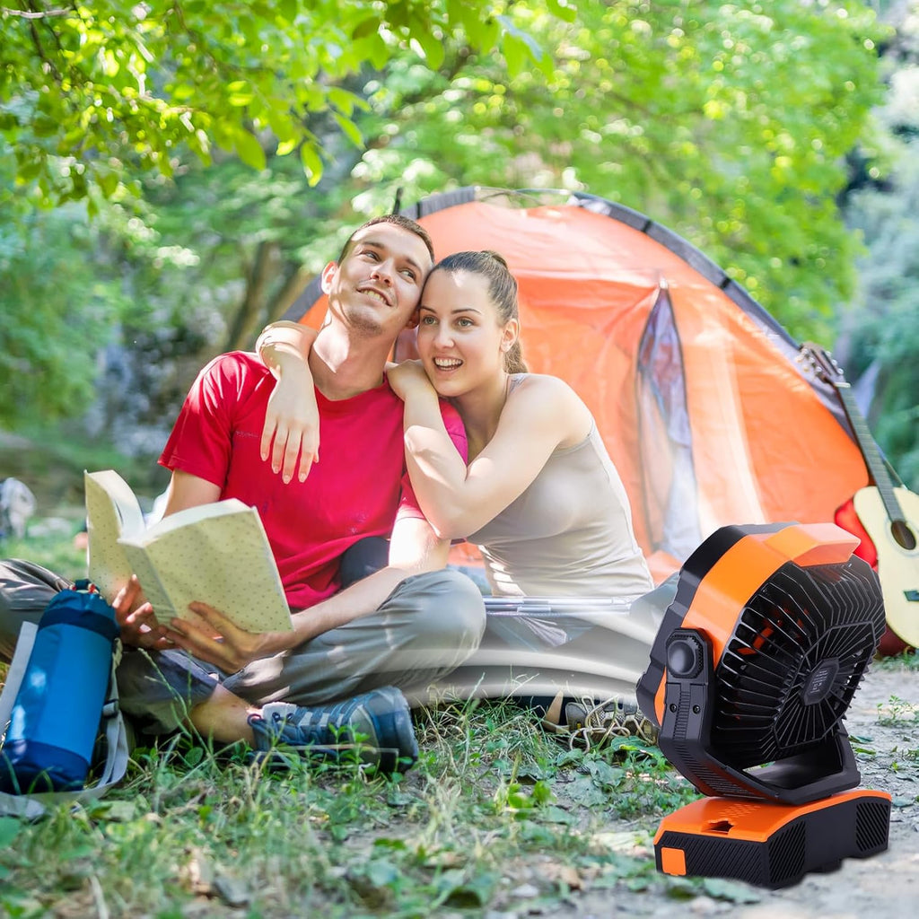WESTTREE Camping Fan Oscillating Portable Fan Battery Powered Fans Rechargeable Camping essentials with Light Hook, 270° Pivot USB Desk Battery Operated Outdoor Tent Travel