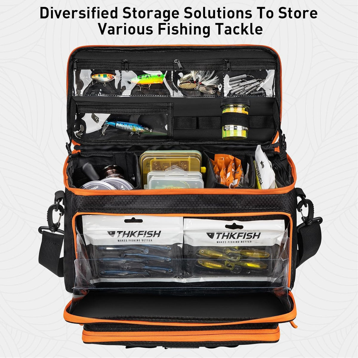 THKFISH Fishing Bag for Soft Plastic Bait Storage With 20PCS Bait Bags