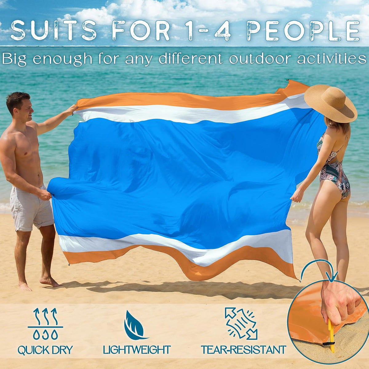 Beach Blanket Waterproof Sandproof Large 78''X81''/10'X9' Beach Towel Mat