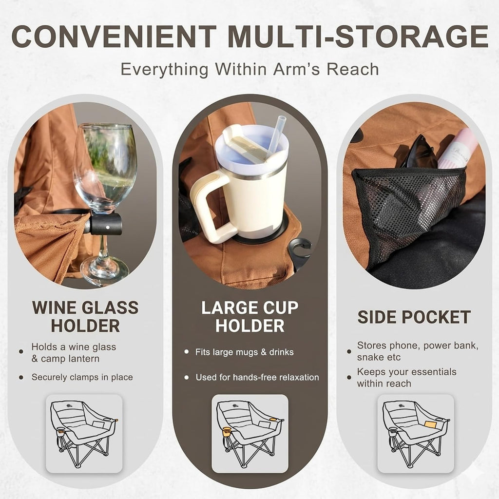2 Pack Oversized Camping Chairs for Adults Heavy Duty