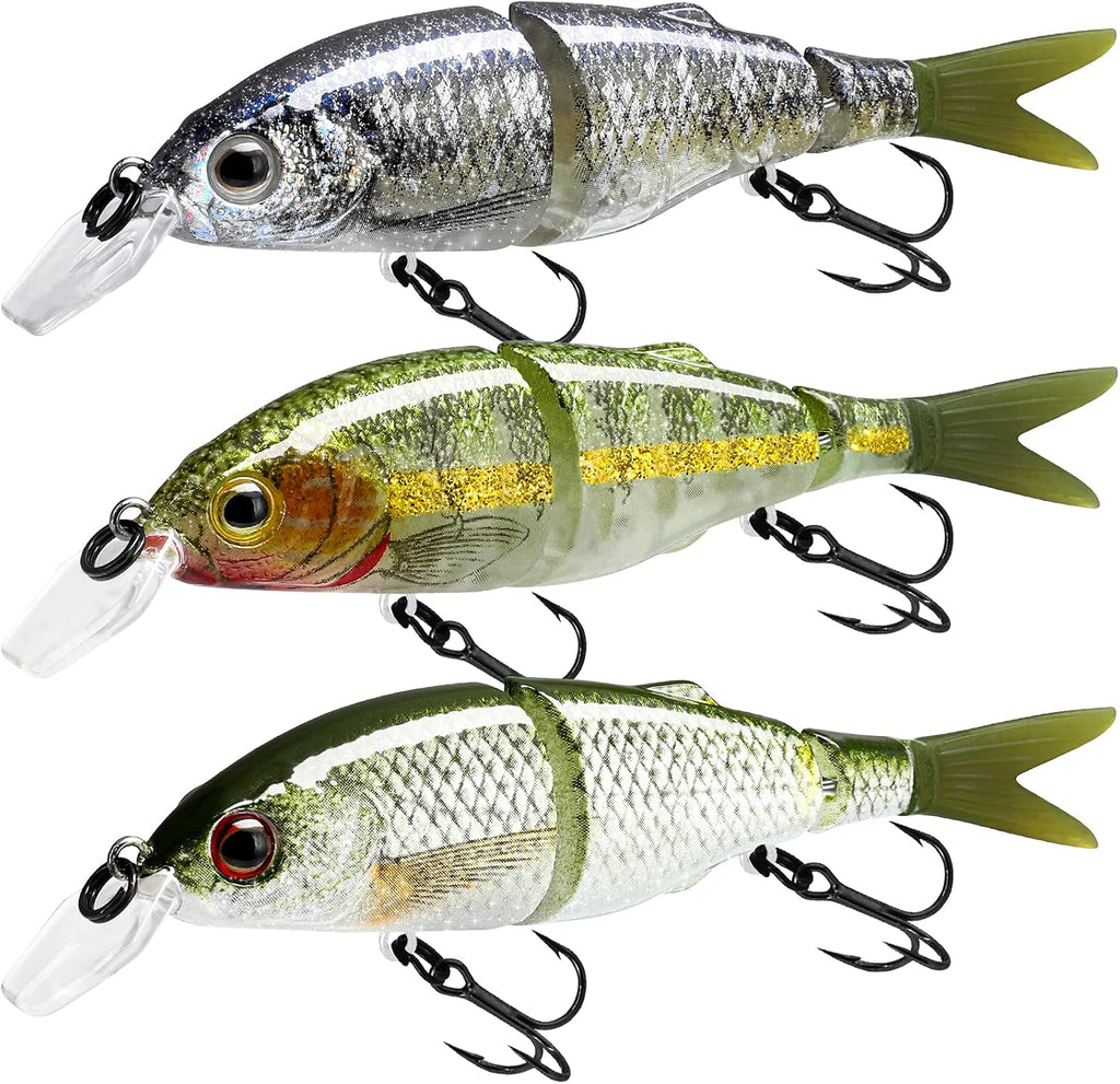 TRUSCEND Swimmax Easy Catch Fishing Lures with BKK Hooks, Wiggling, Vibrating, Rattling and Gurgling for More Bite, Heavy-Duty Dyneema Fiber Jointed Swimbaits for Bass, Trout, Walleye, Crappie, Pike