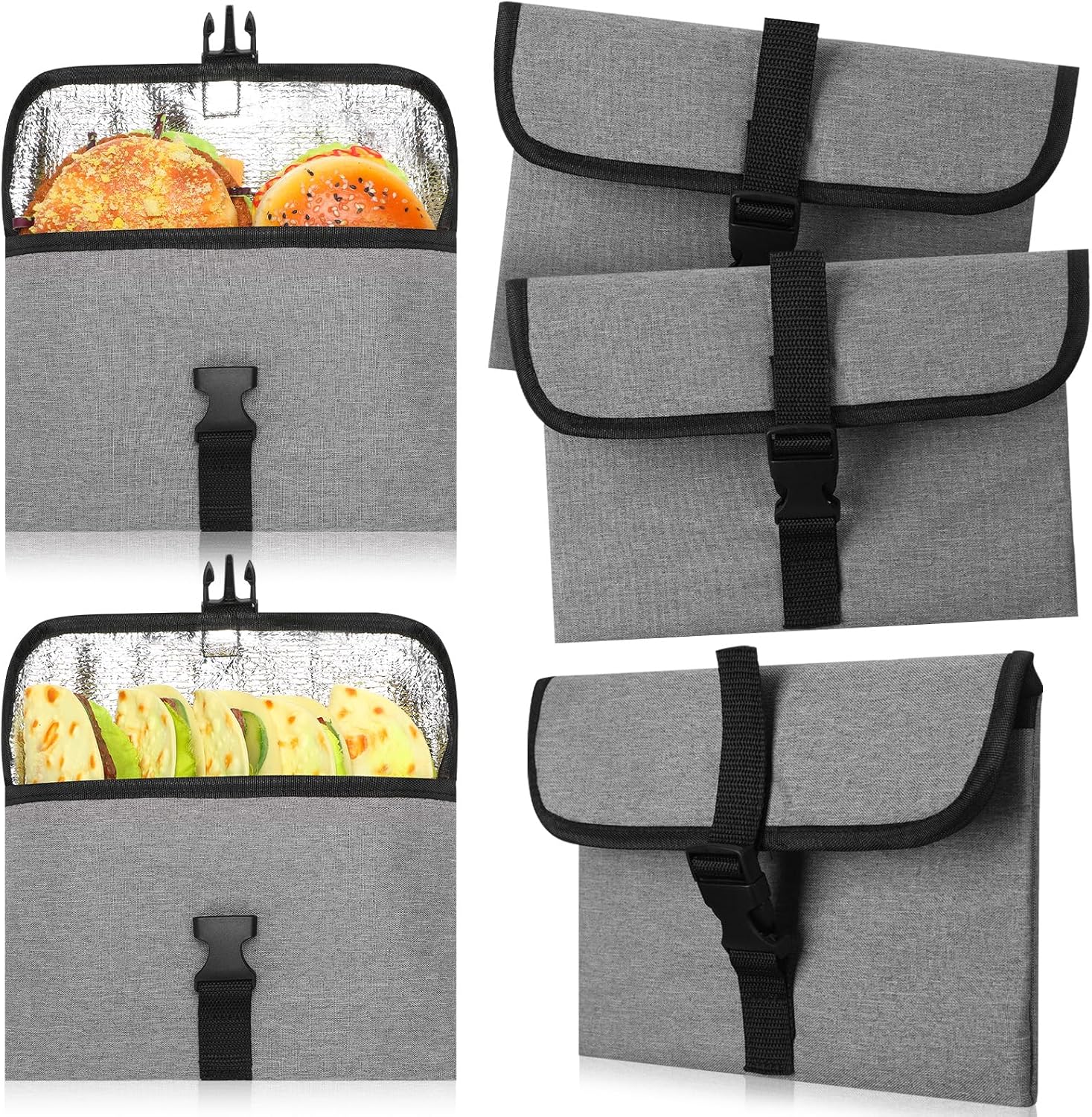 Reallnaive 4 Pack Insulated Sandwich Bag Reusable Snack Food Pouch Small Thermal Lunch Bags Washable Freezable Snack Bag for Backpackers Picnics Travel Office Classroom School