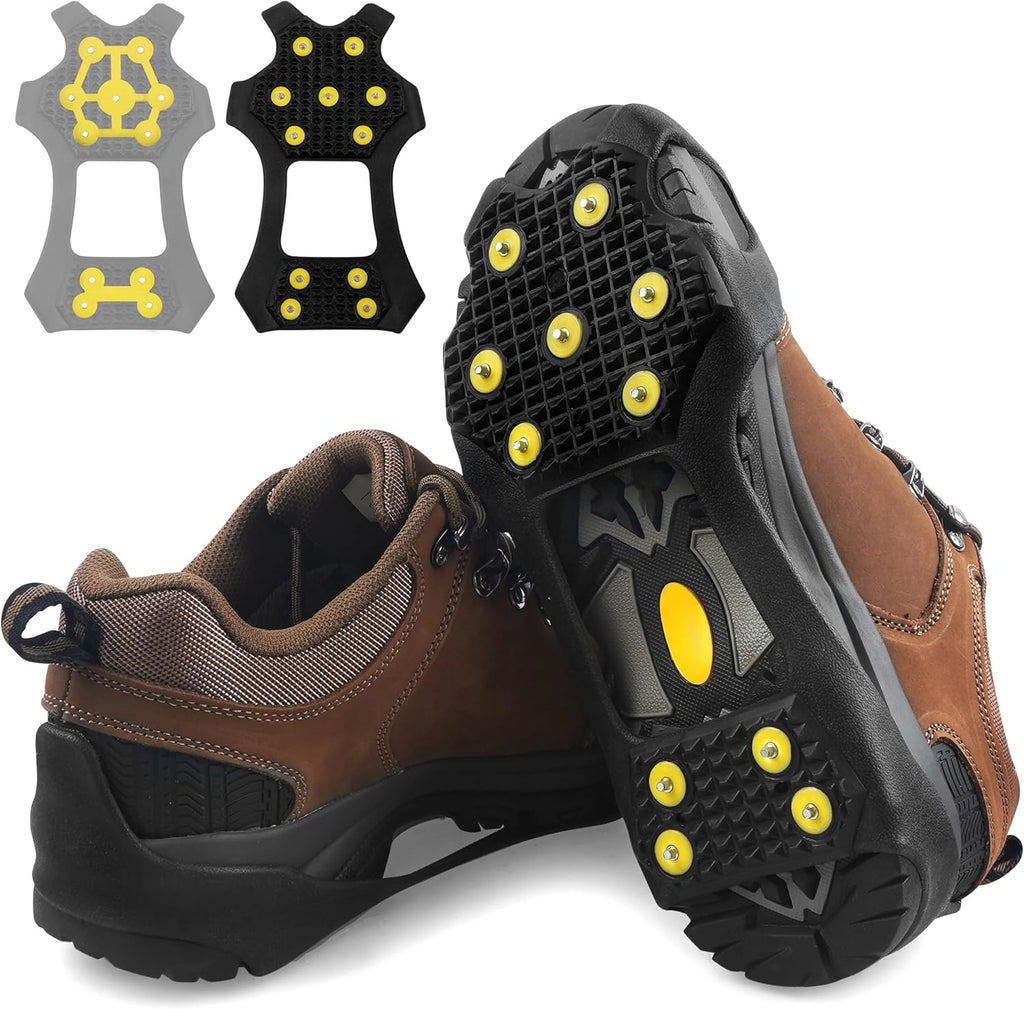 Ice Cleats for Shoes and Boots, Walk Traction Snow Cleats Crampons Anti Slip 11 Studs Ice Shoes Grippers for Women Men Ice Fishing Walking on Snow Ice