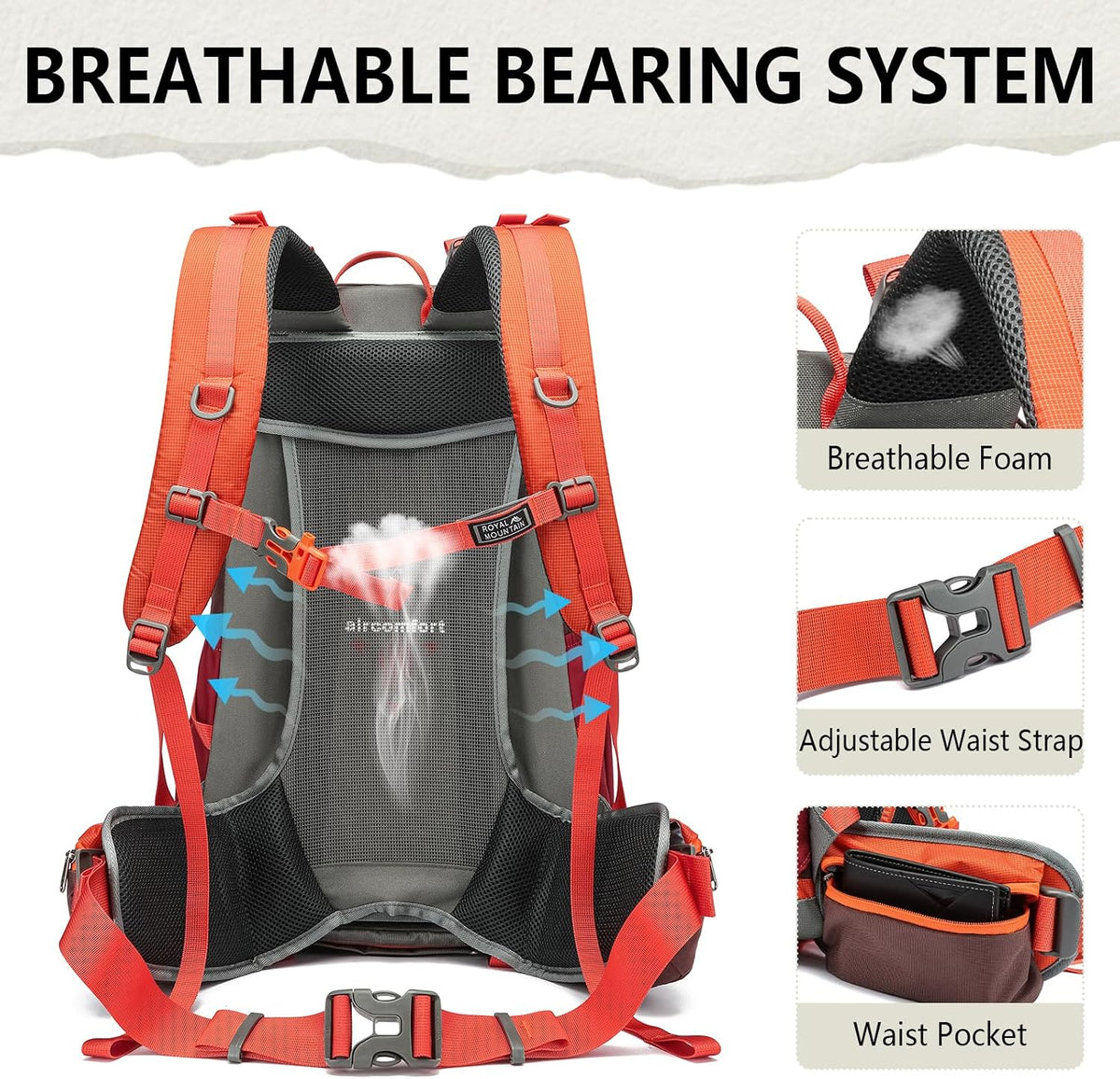 35L Lightweight Hiking Backpack for Women Men Waterproof Camping Backpack