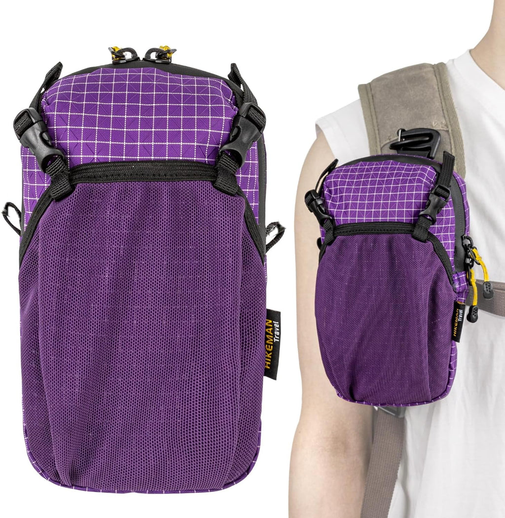 HIKEMAN Backpack Shoulder Strap Pouch - Smartphone Strap Pack,Waterproof Backpack Strap Pocket Attachment Bag for Hikers,Small Crossbody Bag Waist Pack for Sports Hiking Camping(Purple)